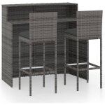 Ensemble de bar de jardin avec coussins 3 pcs gris vidaxl