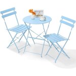 Ensemble de bistro 3 pices, table de jardin avec 2 chaises pliantes, set balcon en mtal, ensemble table ...