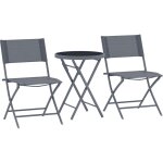 Ensemble de bistrot 3 pi�ces pliable en m�tal, 2 chaises et 1 table ronde, salon de jardin ext�rieur ...