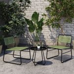 Ensemble de bistrot brienza avec table basse et 2 chaises vert noir casa. pro