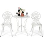 Ensemble de bistrot pour jardin de 3 pieces en fonte aluminium avec 2 chaises et 1 table ronde et terasse, ...