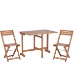 Ensemble bistrot rustique de jardin en bois d'acacia 2 chaises pliantes table extensible lenola