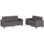 Vidaxl - ensemble de canapés 2 pcs avec coussins gris similicuir Vidaxl - ensemble de canapés 2 pcs avec coussins gris similicuir