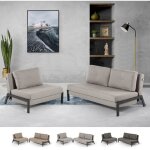 Ensemble canap� - lit 2 places + fauteuil pliant en tissu elysee - gris