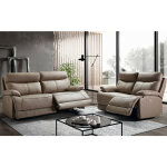 Les tendances - ensemble canap de relaxation 3 places lectrique 2 places electrique cuir beige ducka ...