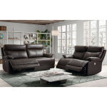 Les tendances - ensemble canap de relaxation 3 places lectrique 2 places fixe cuir marron ducka