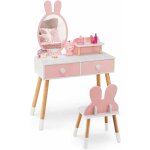 Goplus ensemble de coiffeuse pour enfants avec miroir, coiffeuse de maquillage princesse 2 en 1 avec ...