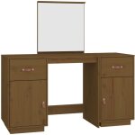 Ensemble de coiffeuse et miroir marron miel bois de pin solide vidaxl