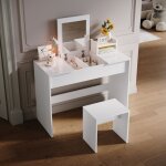 Ensemble coiffeuse moderne, bureau de maquillage 2 en 1 avec chaise miroir, pour le travail de maquillage ...