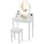 Relax4life - ensemble coiffeuse avec tabouret et miroir pivotant à 360° et amovible, 10 lumières led ... Relax4life - ensemble coiffeuse avec tabouret et miroir pivotant à 360° et amovible, 10 lumières led ...