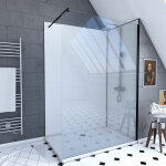 Aurlane - pack douche à l'italienne 90x120 - kit panneaux muraux blanc / noir + receveur + paroi transparente ... Aurlane - pack douche à l'italienne 90x120 - kit panneaux muraux blanc / noir + receveur + paroi transparente ...