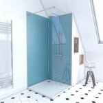 Aurlane - pack douche a l'italienne 90x90 - kit panneaux muraux bleu / chrome + receveur + paroi 6 mm ... Aurlane - pack douche a l'italienne 90x90 - kit panneaux muraux bleu / chrome + receveur + paroi 6 mm ...