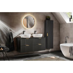 Ensemble complet salle de bain meuble double vasques � poser 120 cm + 2 �l�ments - georgia black - livraison ...