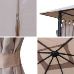 Ensemble complet toile de toit et rideaux beige pour tonnelle 3x3 m elusa - toile de rechange pergola. ...