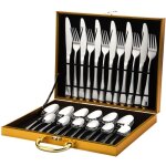 Ensemble de couverts 24 pi�ces, service de table en acier inoxydable pour 6 personnes avec �tui de rangement ...