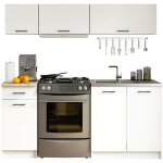 Akord - ensemble de cuisine oliwia g1 blanc 180 cm 6 portes 1 tiroir faade blanche 6 tagres 180x46x174 ...