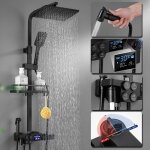 Ensemble de douche  barre thermostatique en noir avec affichage de la temprature led, colonne de douche ...