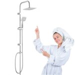 Jardibricodeco - ensemble de douche, douche � effet pluie, kuchinox ondo, carr�, chrom�