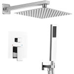 Ensemble de douche encastr� chrome, colonne douche salle de bain, douche encastree noire avec douchette ...