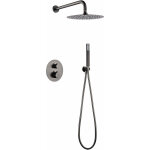 Colonne de douche encastre thermostatique imex noir gun mtal (pvd), cartouche turn clean system