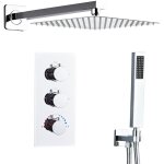 Ensemble de douche encastr� thermostatique chrome, colonne douche salle de bain, douche encastree noire ...