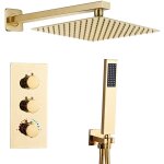 Ensemble de douche encastr� thermostatique dor�, colonne douche salle de bain, douche encastree noire ...