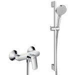 Hansgrohe - ensemble de douche logis mitigeur mural + douchette 2 jets avec barre 65cm + flexible, chrome ...