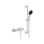 Ensemble de douche avec mitigeur thermostatique, pommeau 3 jets, barre 60cm et flexible - grohe 34791001 ...