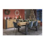 Ensemble enfilade + table loft - mlamin dcor chene artisan et gris - table rectangulaire 8 personnes ...