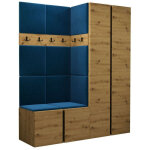 Mobilier1 - meuble d'entr�e hartford 266, ch�ne artisan, 186x158x46cm, stratifi�, tapisserie, � poser, ...