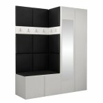 Mobilier1 - meuble d'entre hartford 278, faux cuir soft 011, 186x158x46cm, miroir, stratifi, faux cuir, ...