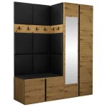Mobilier1 - meuble d'entre hartford 278, faux cuir soft 011, 186x158x46cm, miroir, stratifi, faux cuir, ...