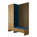 Mobilier1 - meuble d'entr�e hartford 320, ch�ne artisan + manila 26, 206x145x44cm, stratifi�, tapisserie, ...