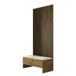 Mobilier1 - meuble d'entr�e hartford 321, ch�ne artisan + manila 02, 206x85x44cm, stratifi�, tapisserie, ...