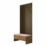 Mobilier1 - meuble d'entr�e hartford 321, ch�ne artisan + manila 09, 206x85x44cm, stratifi�, tapisserie, ...