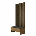 Mobilier1 - meuble d'entr�e hartford 321, ch�ne artisan + manila 18, 206x85x44cm, stratifi�, tapisserie, ...