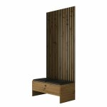 Mobilier1 - meuble d'entr�e hartford 321, ch�ne artisan + soft 011, 206x85x44cm, stratifi�, faux cuir, ...