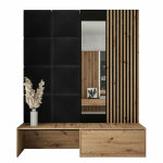 Mobilier1 - meuble d'entr�e hartford 322, ch�ne artisan + manila 18, 205x172x42cm, miroir, stratifi�, ...