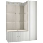 Mobilier1 - meuble d'entr�e hartford 385, blanc, 186x124x46cm, stratifi�, tapisserie, mdf, � suspendre, ...
