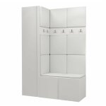 Mobilier1 - meuble d'entr�e hartford 471, blanc, 186x124x44cm, stratifi�, faux cuir, � suspendre, � poser ...