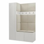 Mobilier1 - meuble d'entr�e hartford 471, blanc, 186x124x44cm, stratifi�, tapisserie, � suspendre, � ...
