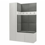 Mobilier1 - meuble d'entr�e hartford 471, blanc, 186x124x44cm, stratifi�, tapisserie, � suspendre, � ...