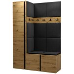 Mobilier1 - meuble d'entre hartford 471, chne artisan, 186x124x44cm, stratifi, tapisserie,  suspendre, ...