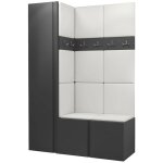 Mobilier1 - meuble d'entr�e hartford 471, graphite, 186x124x44cm, stratifi�, faux cuir, � suspendre, ...