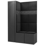 Mobilier1 - meuble d'entr�e hartford 471, graphite, 186x124x44cm, stratifi�, tapisserie, � suspendre, ...