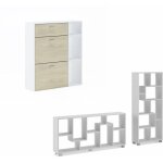 Skraut home - ensemble meuble  chaussures, structure blanche, couleur chne sur les portes et le tiroir, ...