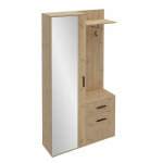 Mobilier1 - meuble d'entre stanton 103, chne artisan, 195x97x30cm, miroir, stratifi,  poser