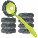 Ensemble d'�ponges � r�curer en acier inoxydable avec poign�e, paquet de 8, pour ustensiles de cuisine, ...