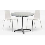 Ensemble d'ext�rieur 2 chaises design moderne table ronde 70 cm acier remos - blanc