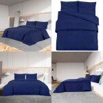 Ensemble de housse de couette bleu marine 220x240 cm microfibre - housses de couette - literie - drap ...